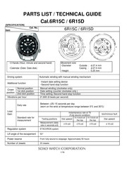 Seiko 6R15C Parts List/Technical Manual