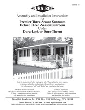 DURA-BILT Premier Three-Season Sunroom Assembly And Installation Instructions Manual
