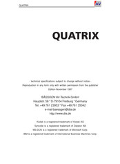 BÄSSGEN QUATRIX Manual