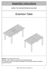 Noble House Home Furnishings Extention Table Assembly Instructions Manual
