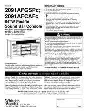 Whittier Wood Furniture 2091AFGSPc Assembly Instructions Manual