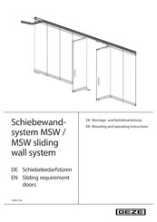 GEZE MSW sliding wall system Mounting And Operating Instructions