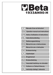 Beta 1933AN90-H Operation Manual And Instructions