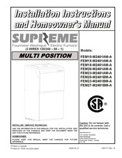 Icp SUPREME FEM10-M2401AM-A Installation Instructions And Homeowner's Manual