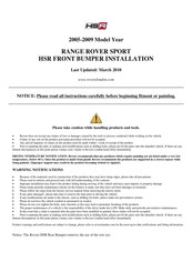 Revere HSR Installation Instructions Manual