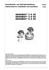 Beko BEKOMAT 3 E 63 Instructions For Installation And Operation Manual
