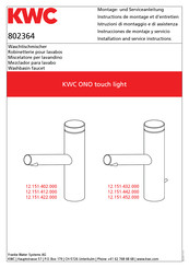 KWC ONO touch light 12.151.422.000 Installation And Service Instructions Manual