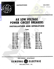 GE AK-1-15 Series Installation And Operation Manual