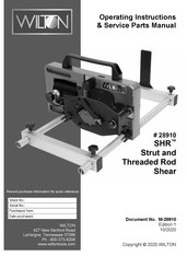 Wilton SHR WSHR-3017 Operating Instructions And Parts Manual