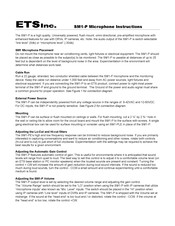 Ets SM1-P Instructions