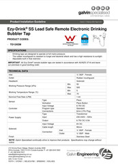 Galvin Specialised Ezy-Drink Lead Safe 316 SS TD15XEM Product Installation Manualline