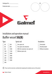 Galmet SG 100 Installation And Operation Manual