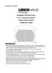 Uberhaus Sunshelter Moderna Assembly Instructions Manual