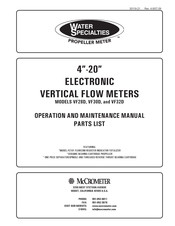 McCrometer Water Specialties VF32D Operation And Maintenance Manual Parts List