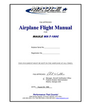 Maule MX-7-180C Airplane Flight Manual
