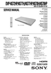 Sony DVPNS77H - DVP DVD Player Service Manual