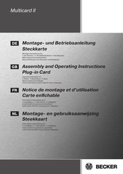 Becker Multicard II Assembly And Operating Instructions Manual