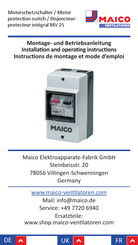 Maico MV25 Installation And Operating Instructions Manual