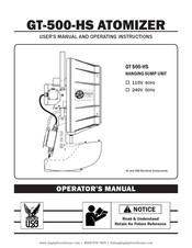 Aquafog GT 500-HS User's Manual And Operating Instructions