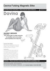 Davina folding magnetic exercise bike online manual