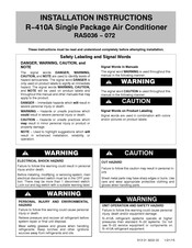 International comfort products R-410A Installation Instructions Manual