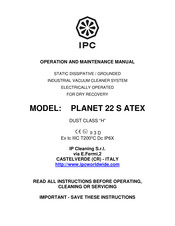 IP CLEANING PLANET 22 S ATEX Operation And Maintenance Manual