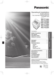 Panasonic NA-F70B6 Operating & Installation Instructions Manual