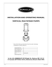 Berkeley BVM2-30/2 Installation And Operating Manual
