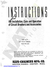 Allis-Chalmers LA-25 Instructions For Installation, Care And Operation