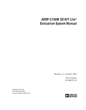 Analog Devices ADSP-2189M EZ-KIT Lite Manual