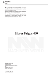 Tetra Pak Hoyer Frigus 400 Manual