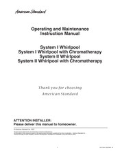American Standard System II with Chromatherapy Operating And Maintenance Instruction Manual