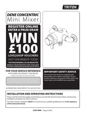 Triton DENE CONCENTRIC Mini Mixer Installation And Operating Instructions Manual