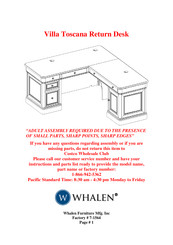 Whalen Villa Tuscano Assembly Instructions Manual