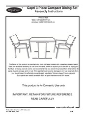 Royalcraft Capri 3 Piece Compact Dining Set Assembly Instructions Manual