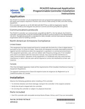 Johnson Controls PCA2513 Installation Instructions Manual