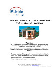Multiple Awnings CARROUSEL User And Installation Manual