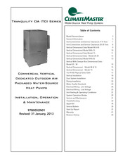 ClimateMaster Tranquility TO Series Installation Operation & Maintenance