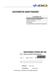 Iemca MASTER865 VERSO MP SIII Manual For Use And Maintenance