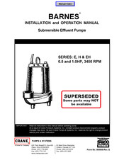 CRANE PUMPS & SYSTEMS BARNES E Series Installation And Operation Manual