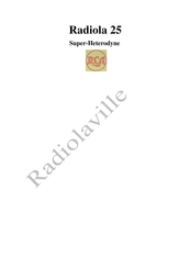 Radio Corporation Of America Radiola 25 Instructions Manual