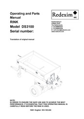 Redexim RINK DS3100 Operating And Parts Manual