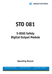 Sigmatek STO 081 Operating Manual