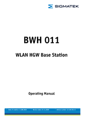 SIGMATEK BWH 011 Operating Manual