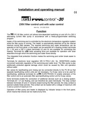 OSF poolcontrol-30 Installation And Operating Manual