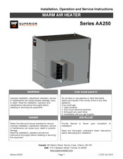 Superior AA250 Series Installation, Operation And Service Instructions