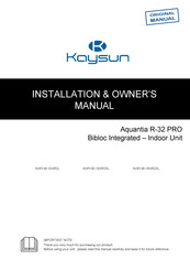 Frigicoll KHPI-BI-10VR2XL Installation & Owner's Manual