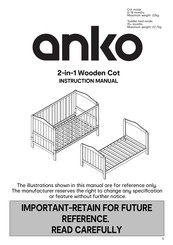 Anko 2-in-1 Wooden Cot Instruction Manual