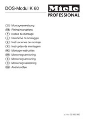 Miele professional DOS K 60/1 Fitting Instructions Manual