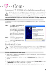 T-COM Speedport W 100 Installation Instructions Manual